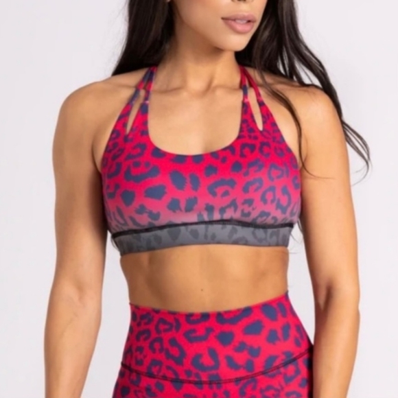 Noire Blanc Leopard Print Sports Bra Size Small - Picture 3 of 8